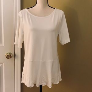 Ann Taylor Short-Sleeve Peplum Blouse